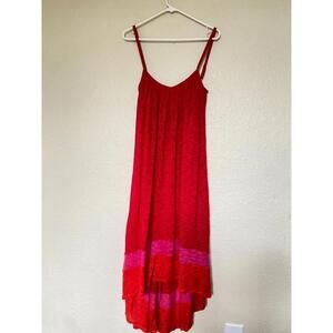 La Blanca Cover Up Dress Women's Size High Low S Red Fushia adjustable straps